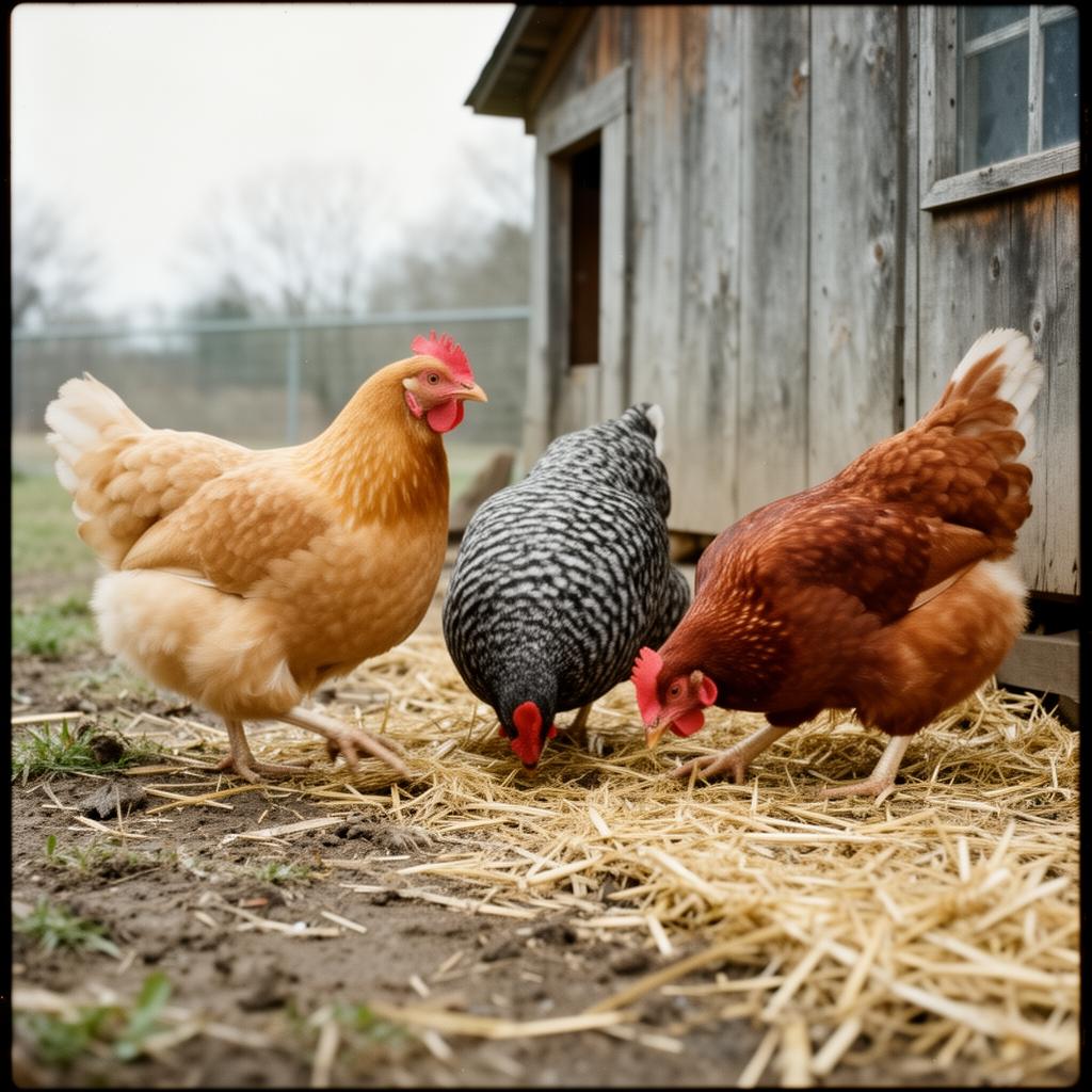 Heritage chickens roaming an Oklahoma pasture